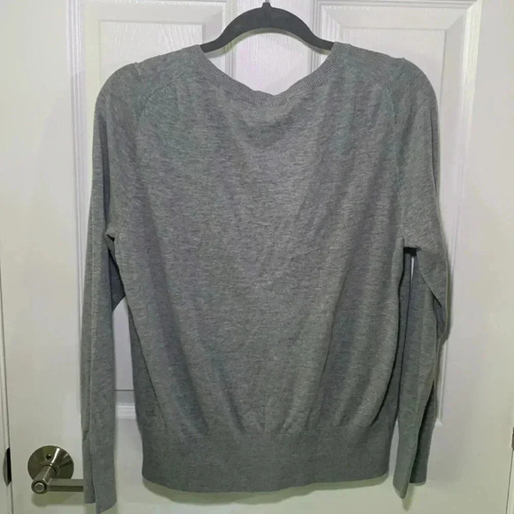 Talbots gray cardigan with embellished beaded front placard size large - Picture 4 of 6